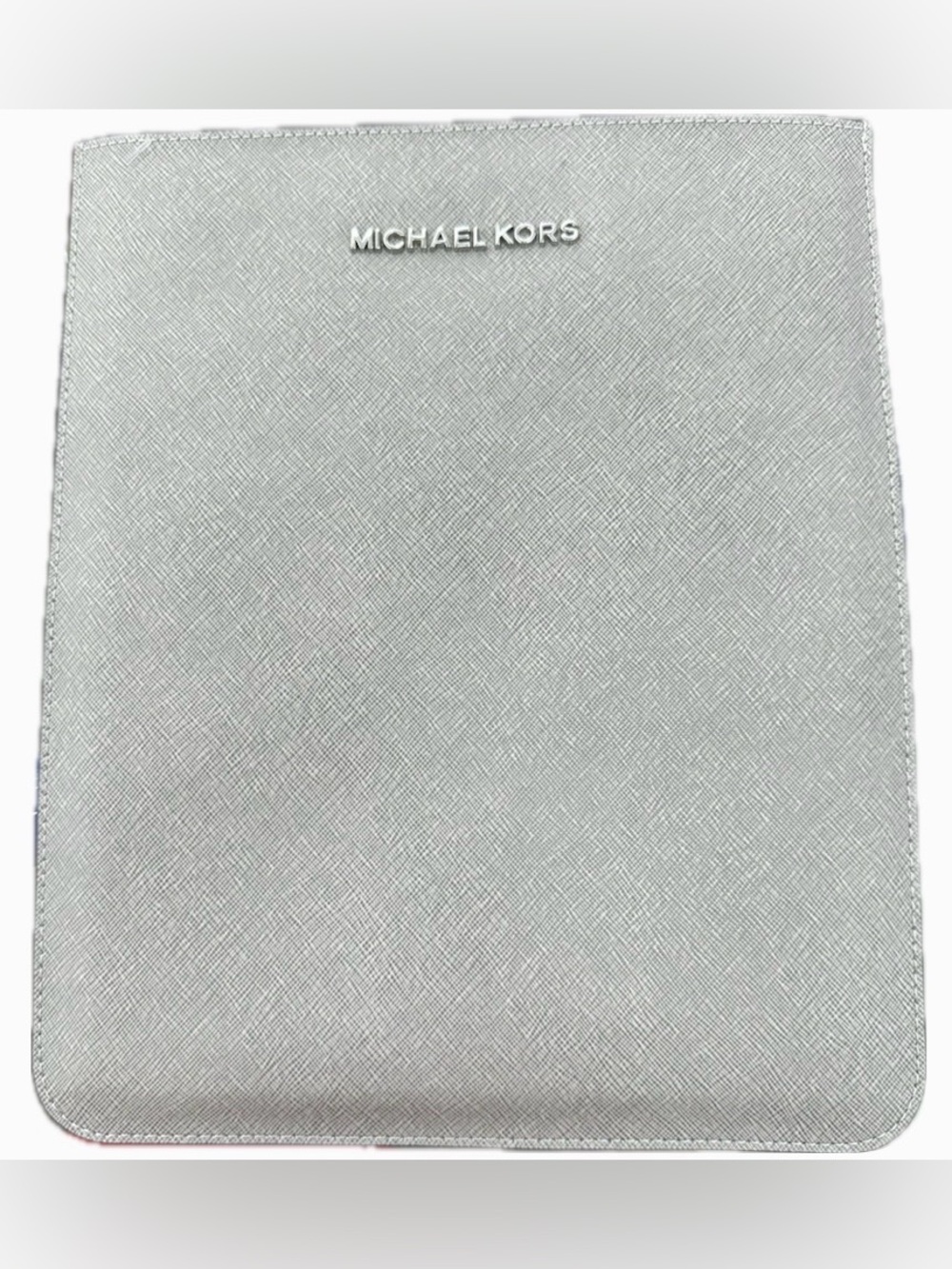 Michael Kors Silver Saffiano Leather Folio Table Sleeve